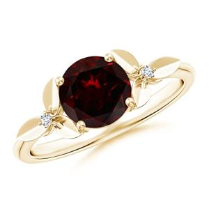 Natural Garnet Solitaire Ring in 14K Yellow Gold