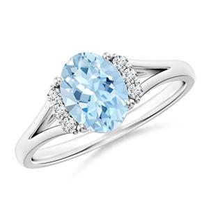 Aquamarine Engagement Ring with Side Stones in White Gold