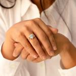 Peora Aquamarine Gold Ring with White Topaz