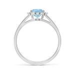 Aquamarine Engagement Ring with Side Stones in White Gold
