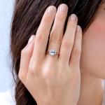 Aquamarine Engagement Ring with Side Stones in White Gold