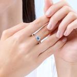Aquamarine Engagement Ring with Side Stones in White Gold