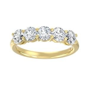 14K Gold Five Stone Lab Grown Diamond Ring