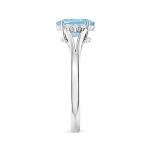 Aquamarine Engagement Ring with Side Stones in White Gold