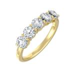 14K Gold Five Stone Lab Grown Diamond Ring