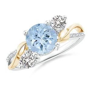 Aquamarine Three Stone Ring in 14K Gold