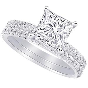 2.5 Carat Princess Lab Grown Gemstone Bridal Set