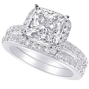 1 Carat Princess Lab Grown Gemstone Bridal Set