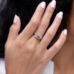 Aquamarine Three Stone Ring in 14K Gold
