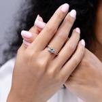 Aquamarine Three Stone Ring in 14K Gold