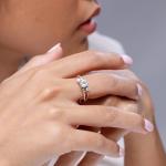 Aquamarine Three Stone Ring in 14K Gold