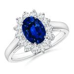Blue Sapphire Halo Ring in 14K White Gold
