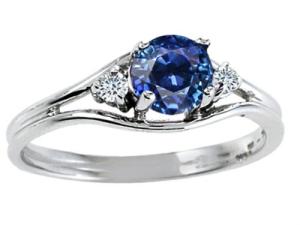 Sapphire Ring in 14K White Gold, Size 5