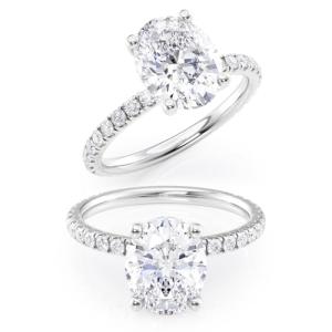 2 Carat Oval Moissanite Engagement Ring in White Gold