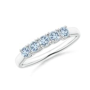 Aquamarine Round Ring in 14K White Gold