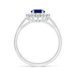 Blue Sapphire Halo Ring in 14K White Gold