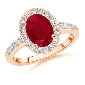 Ruby Halo Engagement Ring in 14K Rose Gold