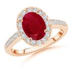 Ruby Halo Engagement Ring in 14K Rose Gold