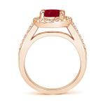 Ruby Halo Engagement Ring in 14K Rose Gold