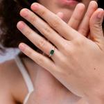 Emerald East West Ring in 14K White Gold