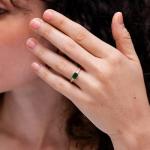 Emerald East West Ring in 14K White Gold