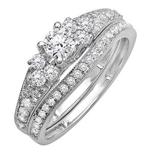 Stunning 1.00 Carat White Diamond Vintage Ring Set