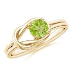 Peridot Infinity Knot Ring in 14K Yellow Gold