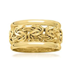 18kt Yellow Gold Wide Byzantine Ring, Size 10