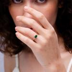 Emerald East West Ring in 14K White Gold