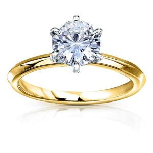 Classic 1 Carat Moissanite Engagement Ring in Gold