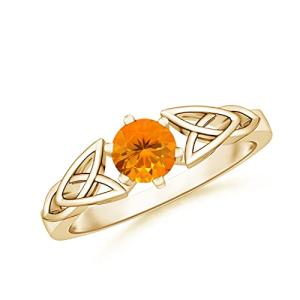 Fire Opal Solitaire Ring in 14K Yellow Gold