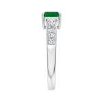 Emerald East West Ring in 14K White Gold