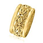 18kt Yellow Gold Wide Byzantine Ring, Size 10