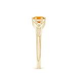 Fire Opal Solitaire Ring in 14K Yellow Gold