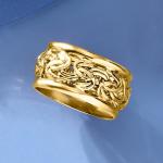18kt Yellow Gold Wide Byzantine Ring, Size 10