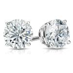 Diamond Round Stud Earrings in 14k White Gold