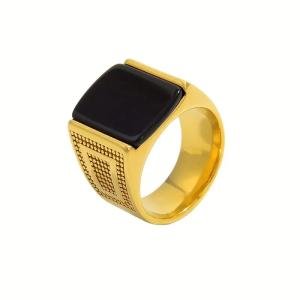 Men's Onyx Ring in Yellow Gold – 2CT Luxury