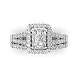 Stunning 2pc Emerald Cut Wedding Ring Set