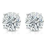 Diamond Round Stud Earrings in 14k White Gold
