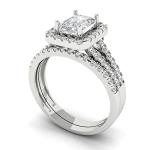 Stunning 2pc Emerald Cut Wedding Ring Set