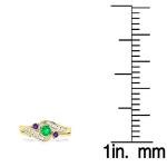Emerald, Amethyst & Diamond Wedding Ring Set