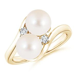 Freshwater Pearl Two Stone Ring in 14K Gold