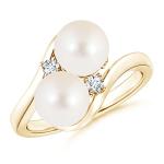 Freshwater Pearl Two Stone Ring in 14K Gold