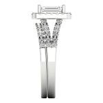 Stunning 2pc Emerald Cut Wedding Ring Set