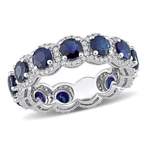 Blue Sapphire and Diamond Eternity Ring in Gold