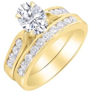 1 Carat Lab Grown Gemstone and Diamond Bridal Set