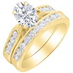 1 Carat Lab Grown Gemstone and Diamond Bridal Set