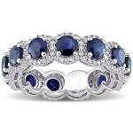 Blue Sapphire and Diamond Eternity Ring in Gold