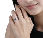 Blue Sapphire and Diamond Swirl Engagement Ring Set