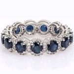 Blue Sapphire and Diamond Eternity Ring in Gold